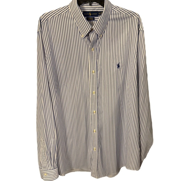 Ralph Lauren Men’s Performance Oxford Button Down Shirt Blue/white Stripe XL - Picture 3 of 11